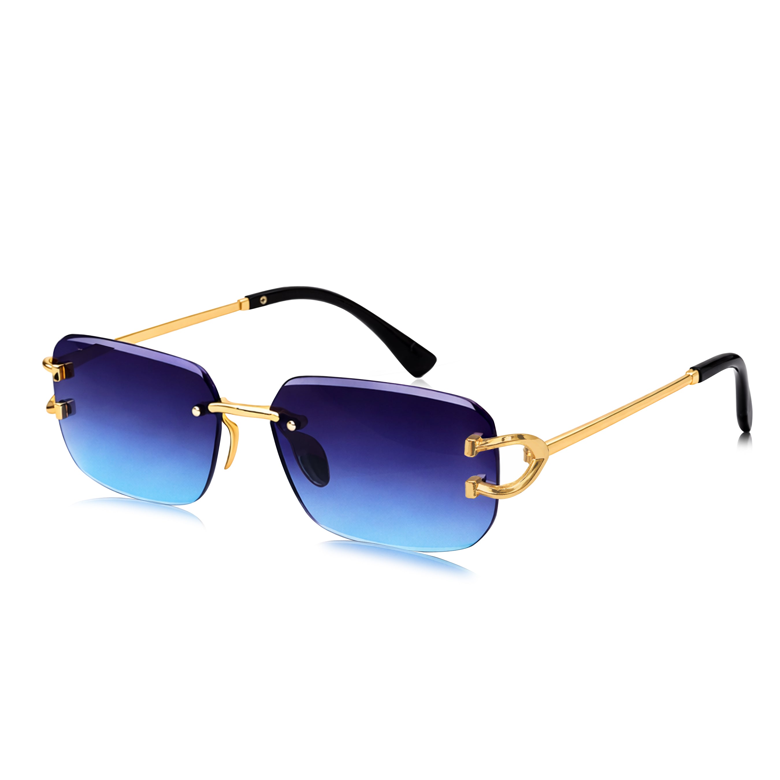 Dervin UV Protected Retro Rectangular Rimless Sunglasses for Men and Women