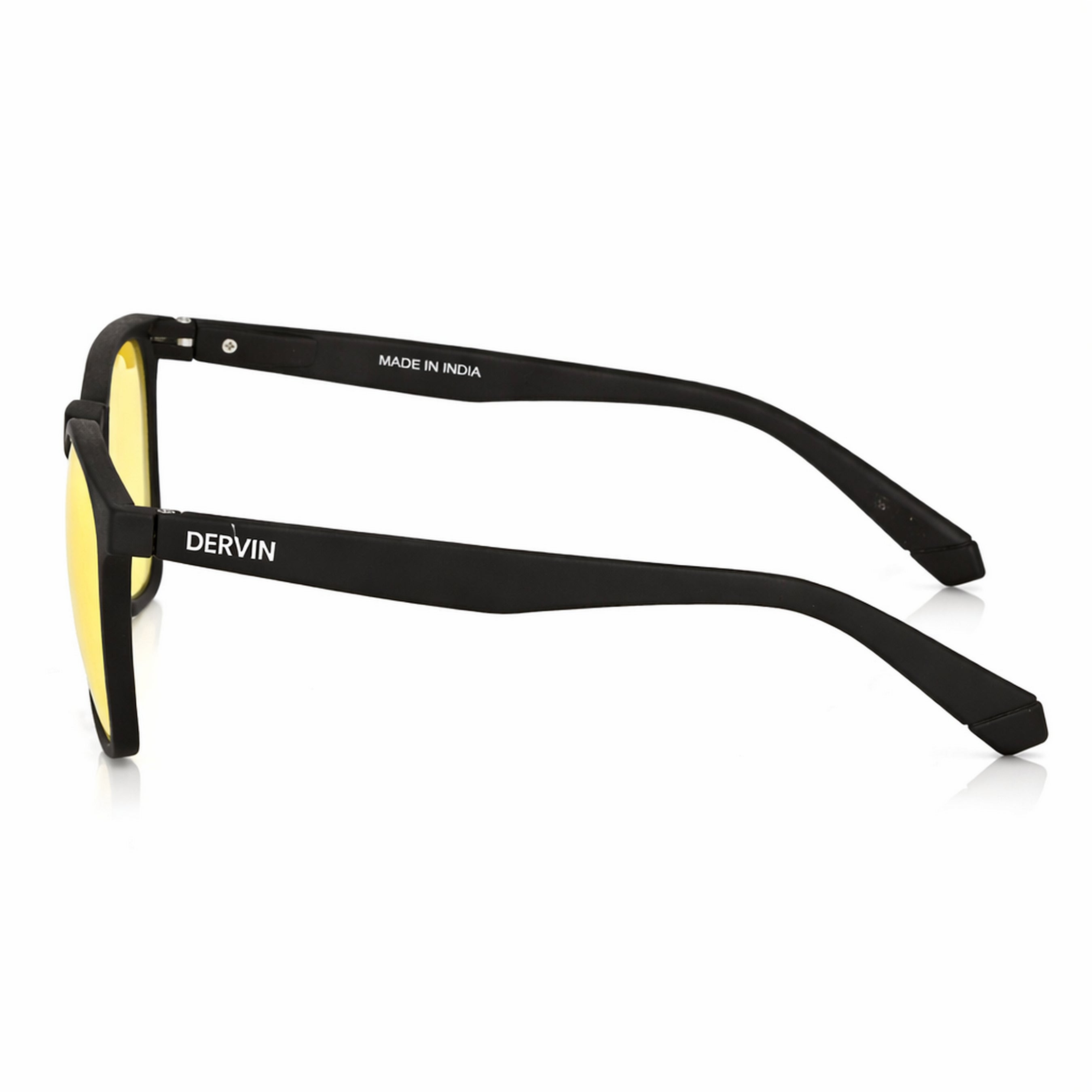 Dervin UV Protected Polarized Square Sunglasses with Yellow Lens Classic Style for Men & Women