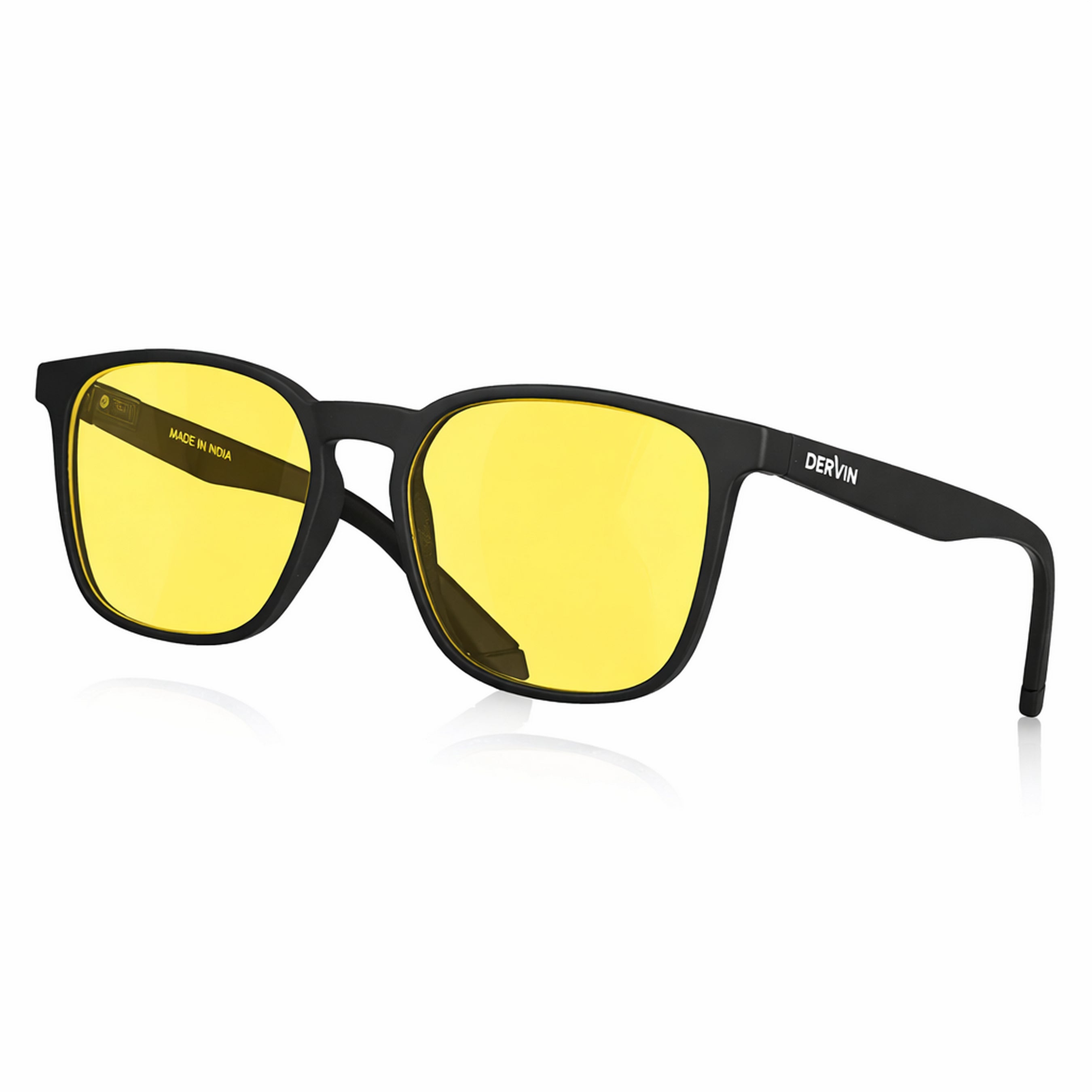 Dervin UV Protected Polarized Square Sunglasses with Yellow Lens Classic Style for Men & Women