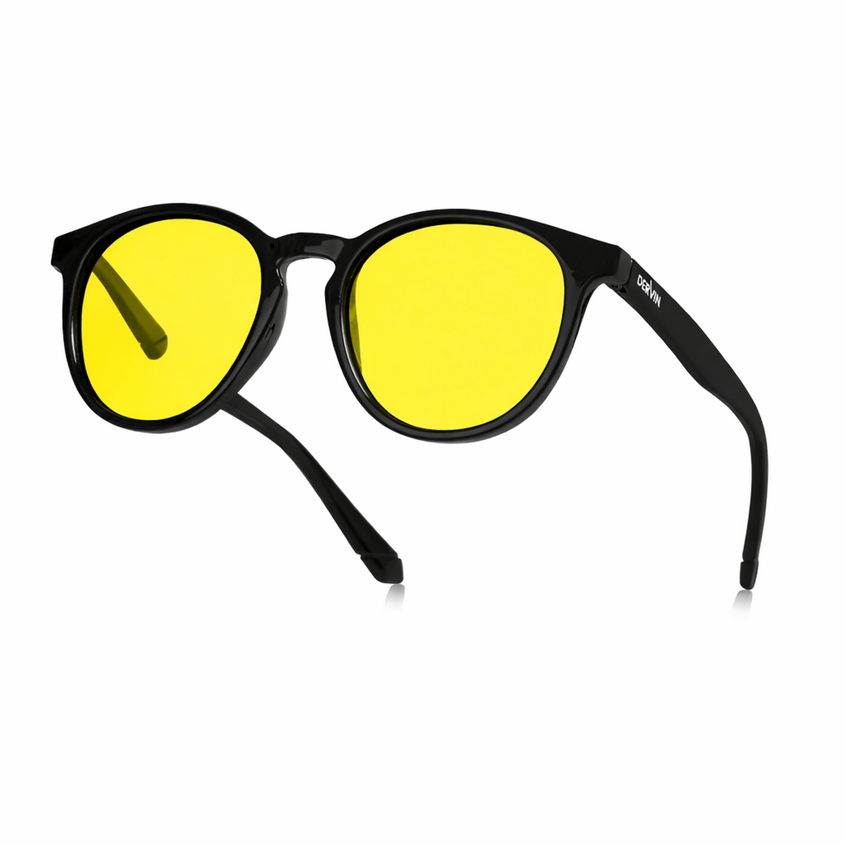 Dervin UV Protected Full Rim Round Polarized Driving, Riding Sunglasses for Men & Women (Yellow)