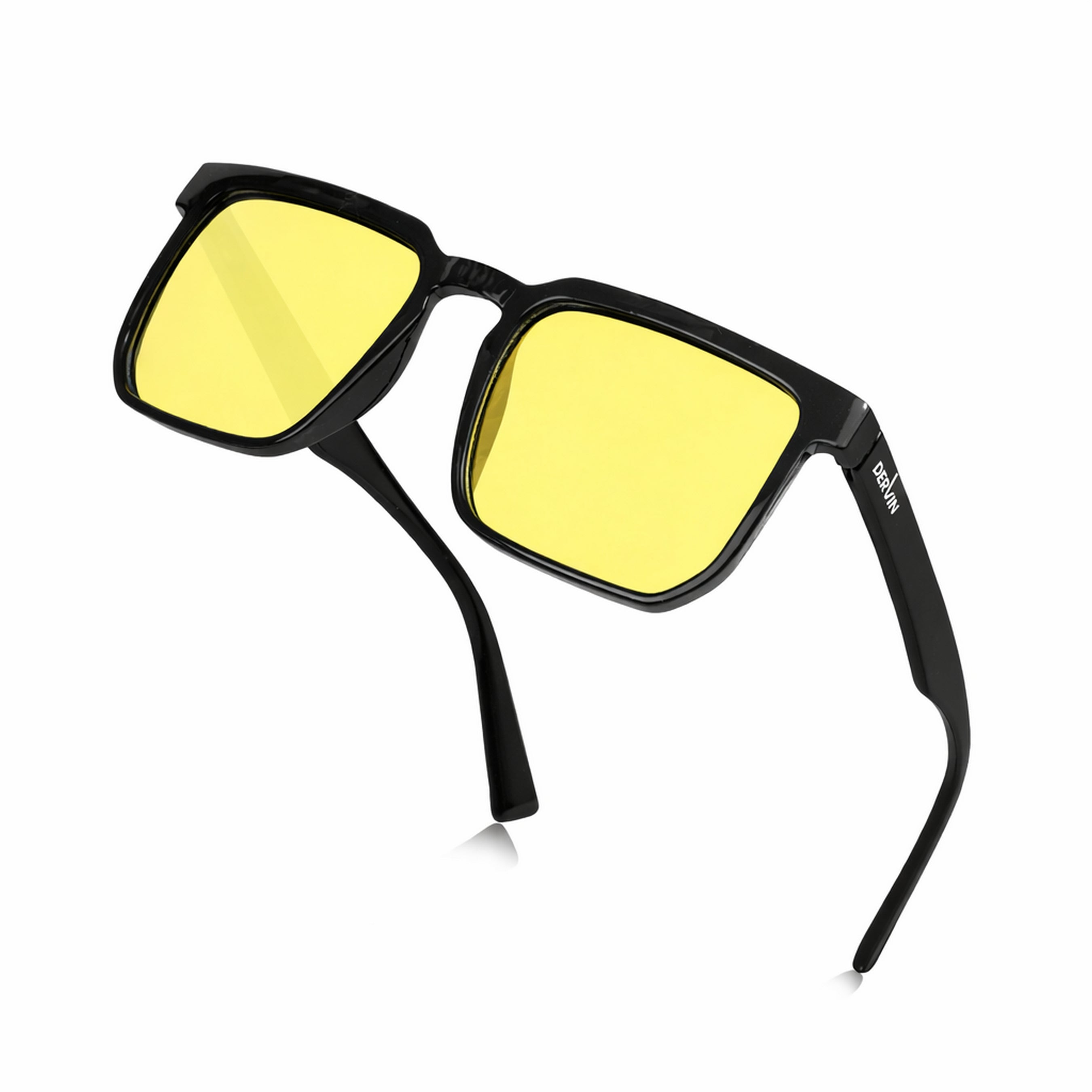 Dervin UV Protected Full Rim Square Polarized Driving, Riding Sunglasses for Men & Women (Yellow)