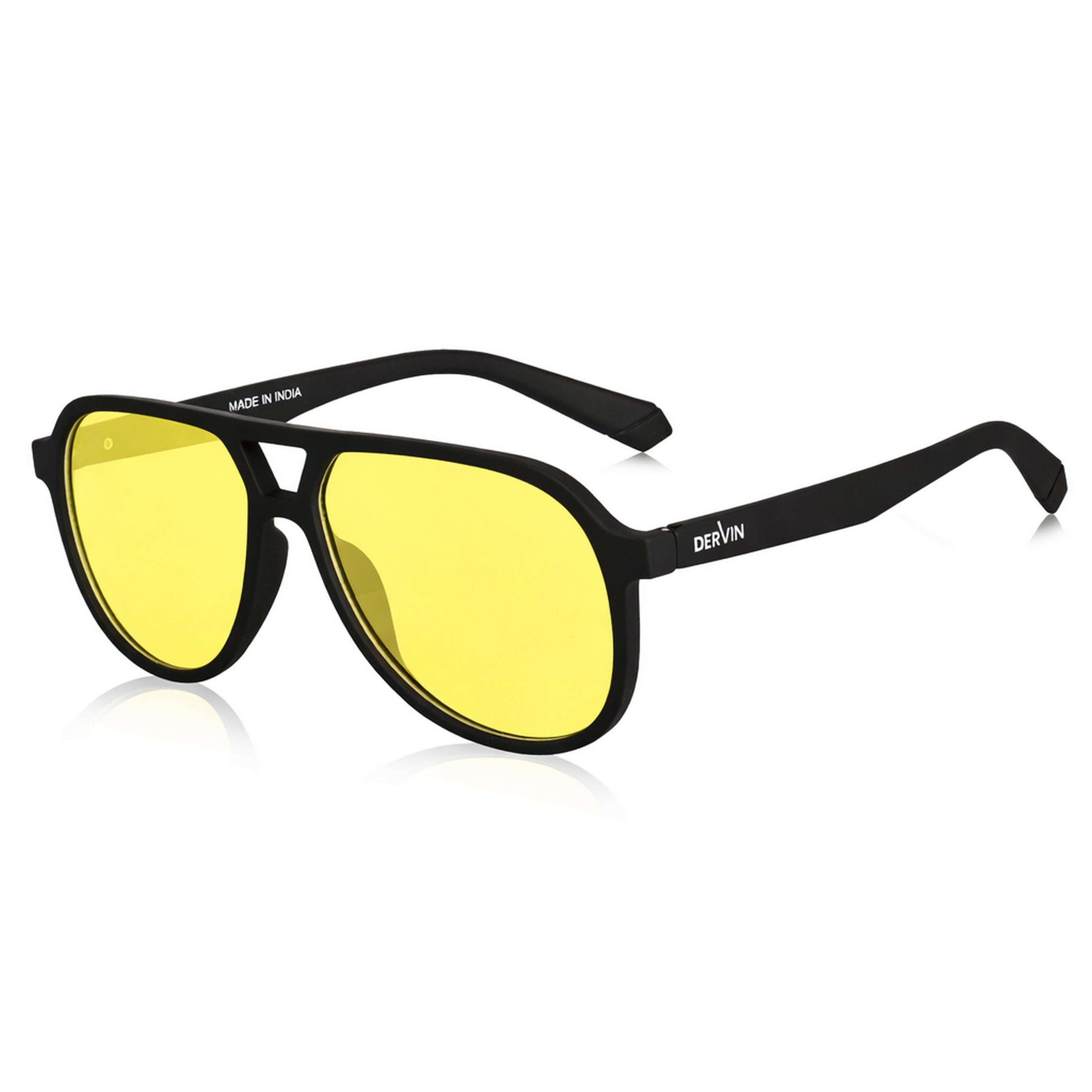 Dervin UV Protected Full Rim Pilot Polarized Driving, Riding Sunglasses for Men & Women (Yellow)