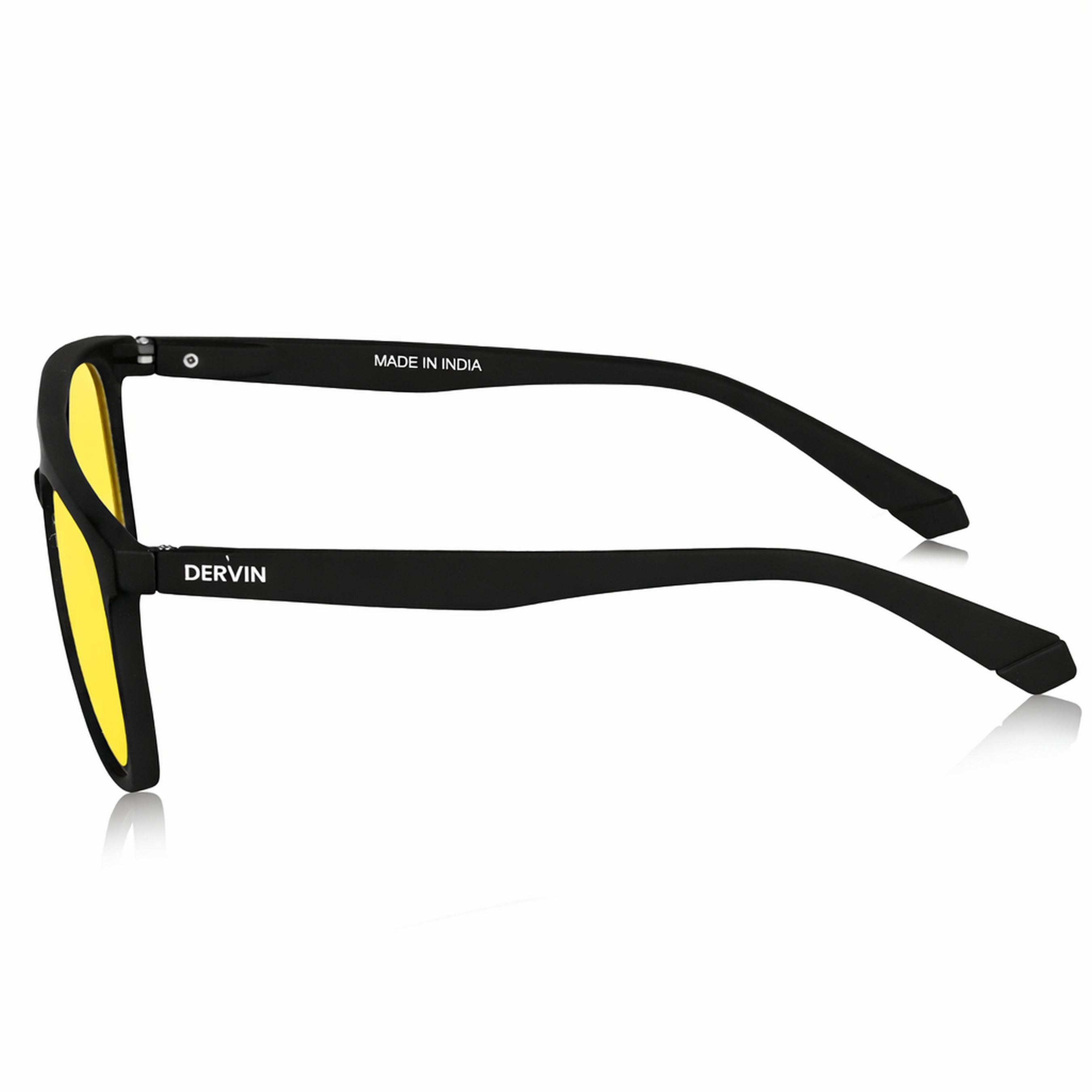 Dervin UV Protected Full Rim Square Polarized Driving, Riding Sunglasses for Men & Women (Yellow)
