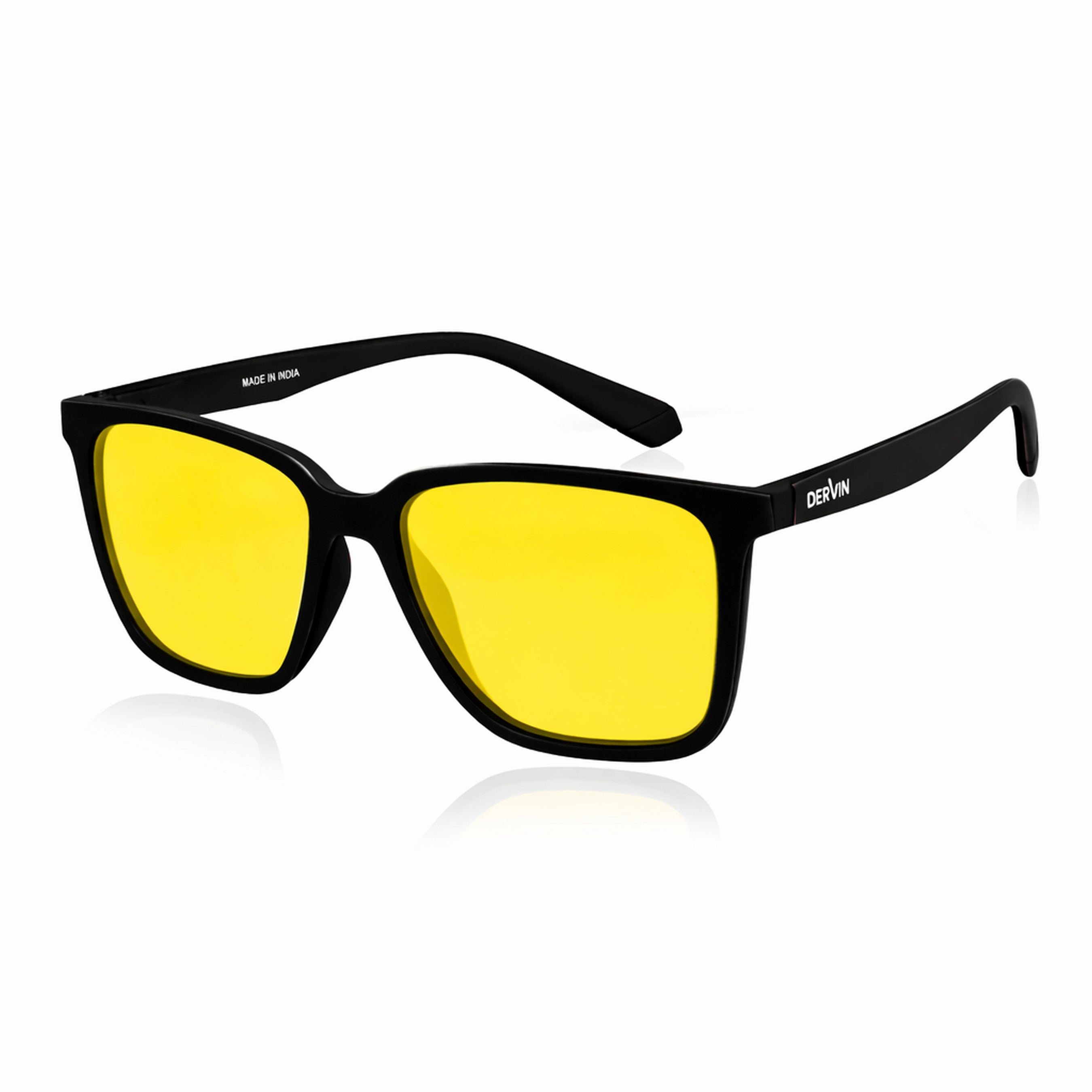 Dervin UV Protected Full Rim Square Polarized Driving, Riding Sunglasses for Men & Women (Yellow)