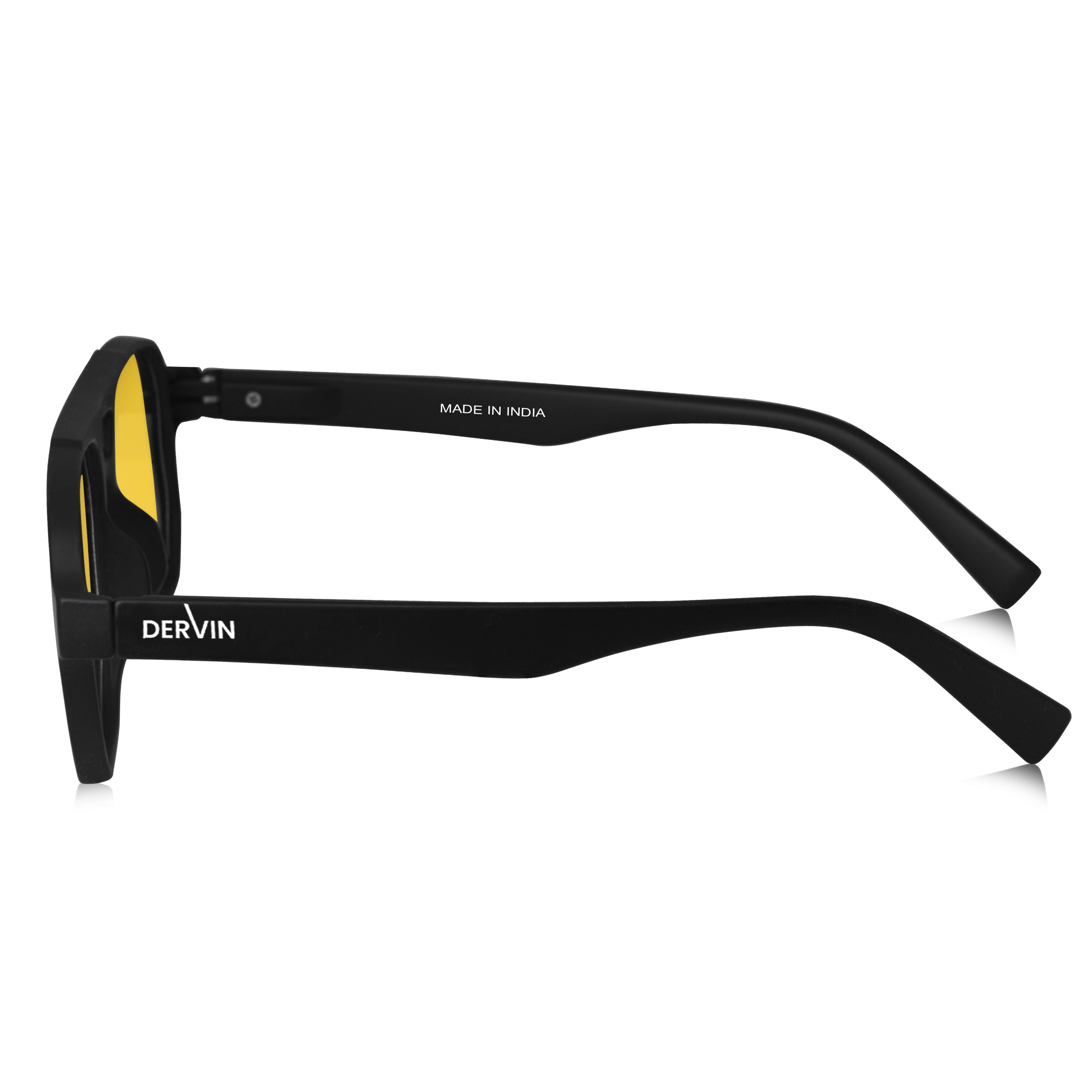 Dervin UV Protected Full Rim Rectangular Polarized Driving, Riding Sunglasses for Men & Women (Yellow)