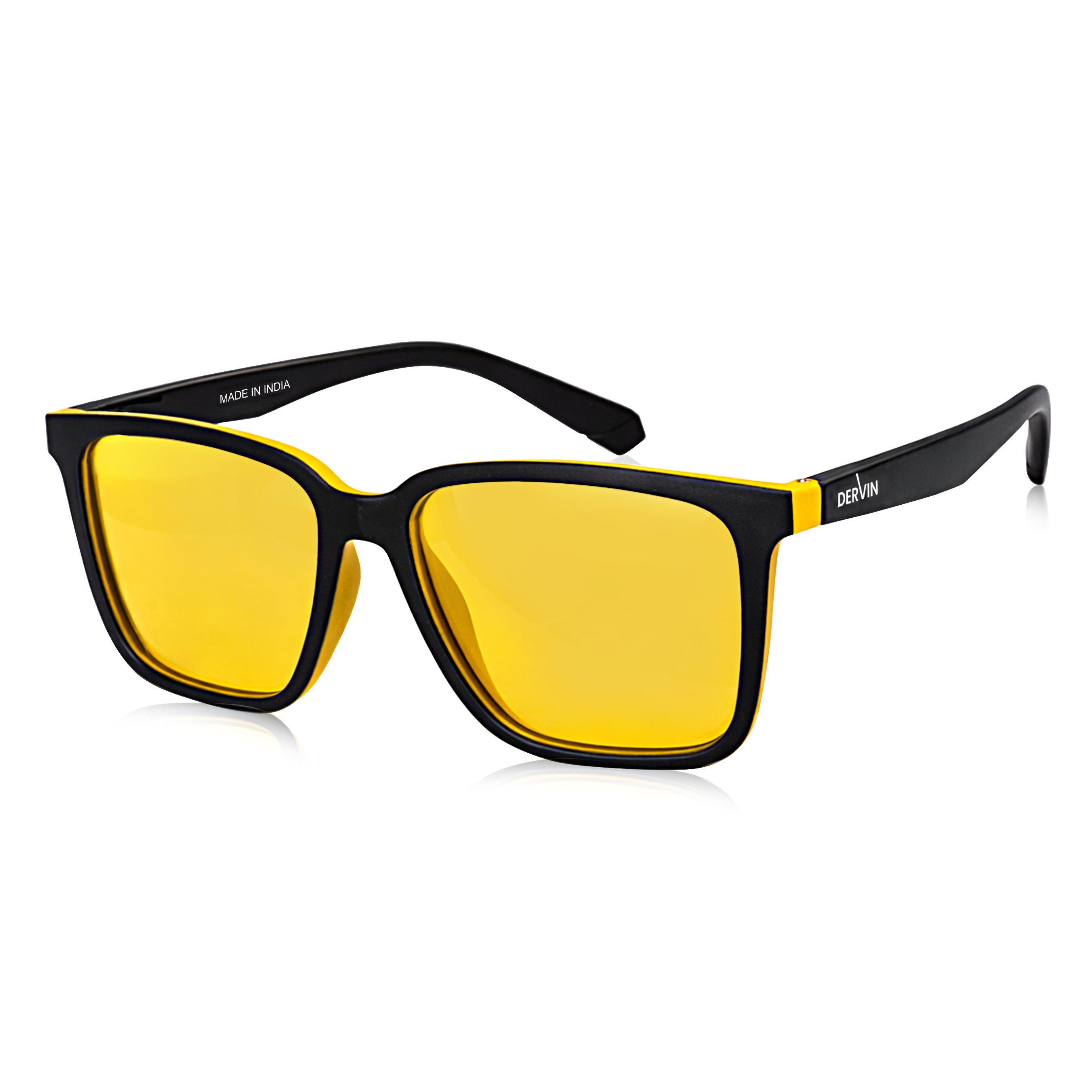 Dervin UV Protected Yellow Lens Driving Polarized Square Sunglasses for Men & Women (Yellow)