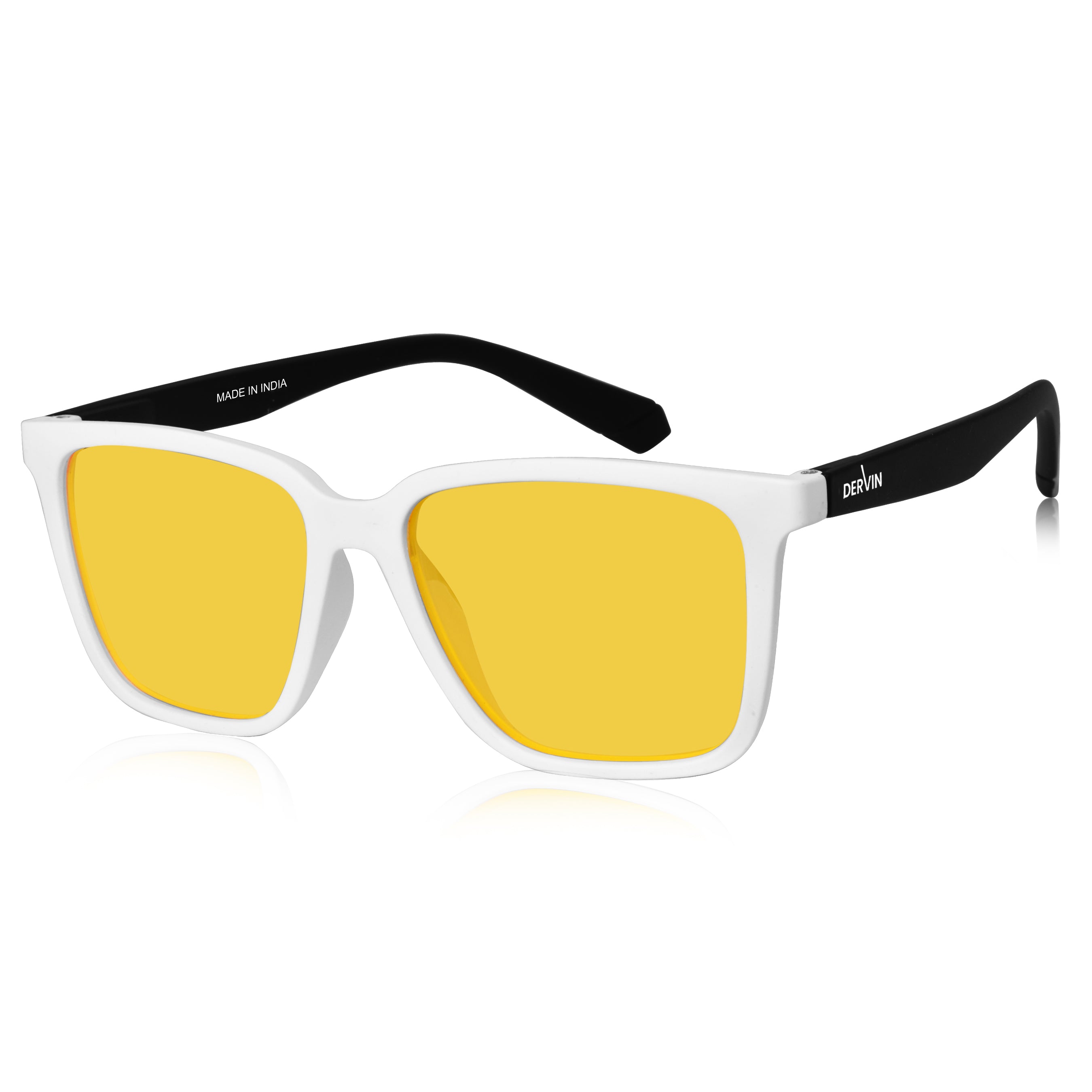 Dervin UV Protected Yellow Lens Driving Polarized Square Sunglasses for Men & Women (Yellow)