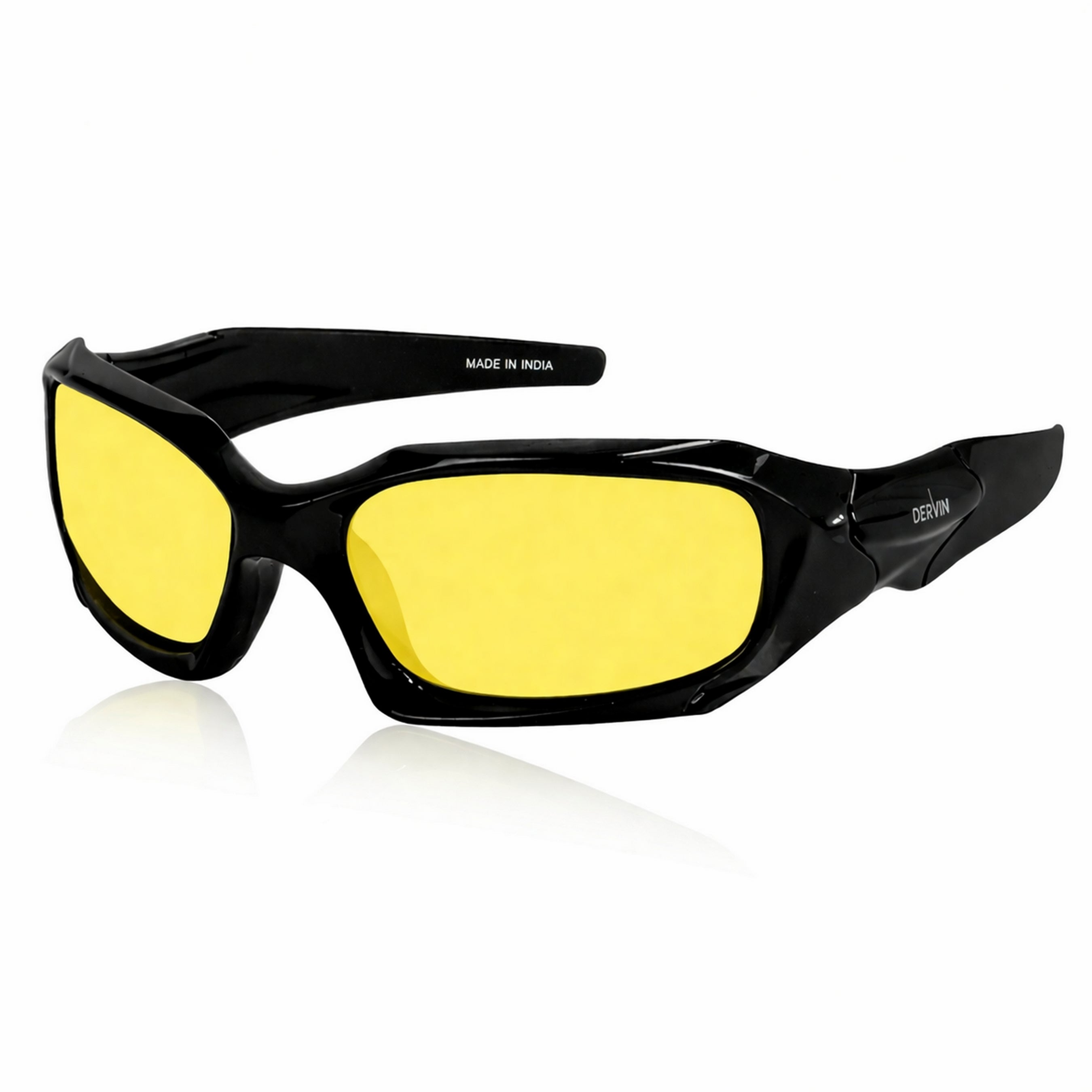 Dervin UV Protected Polarized Sports Sunglasses for Men & Women Driving Cycling Fishing Cricket Sunglasses (Black-Yellow)