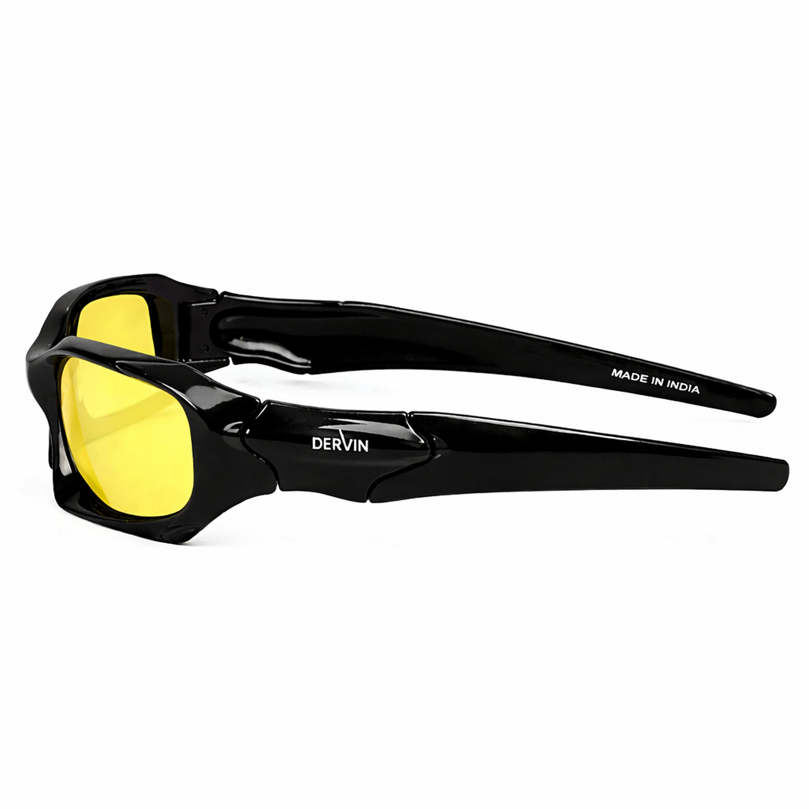 Dervin UV Protected Polarized Sports Sunglasses for Men & Women Driving Cycling Fishing Cricket Sunglasses (Black-Yellow)