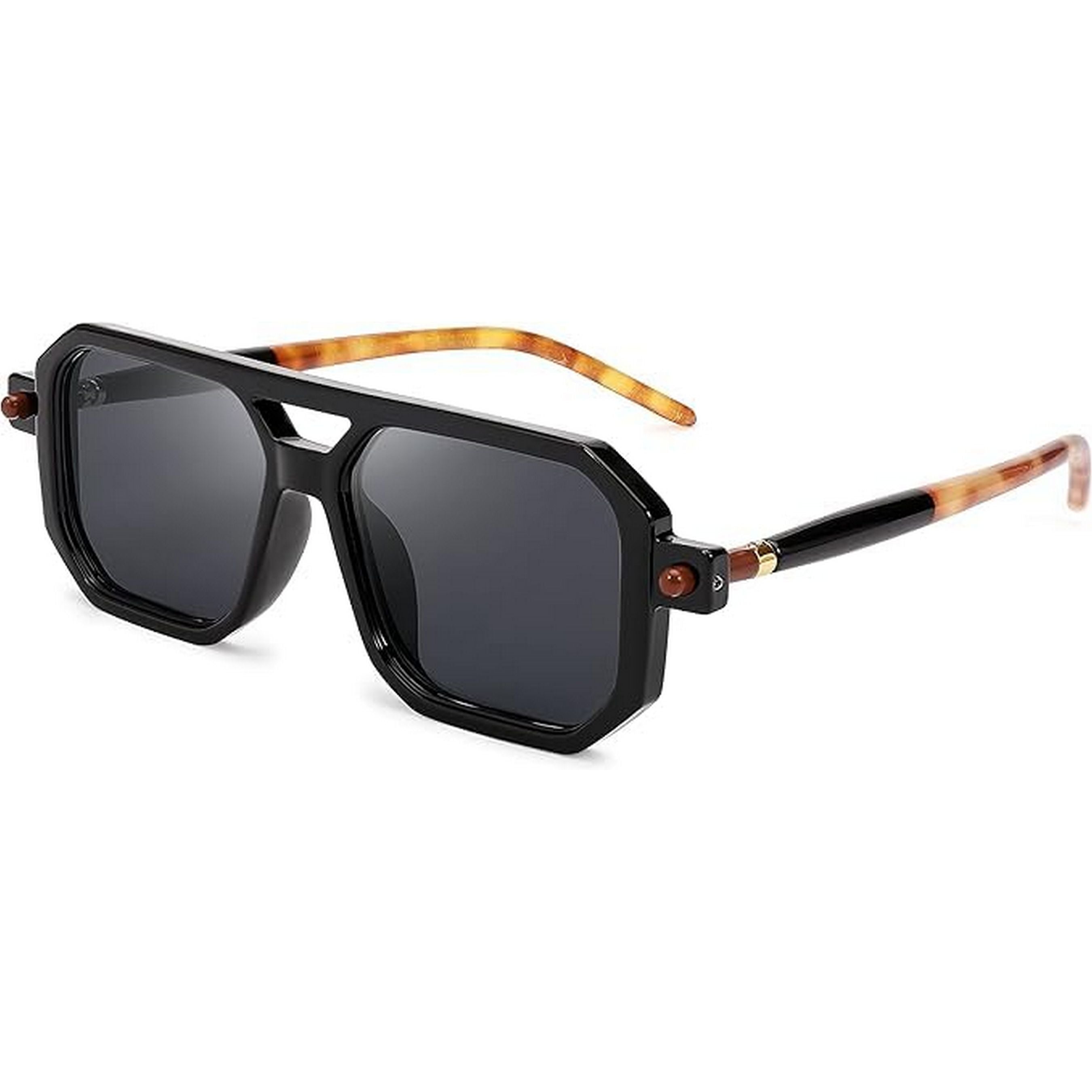 Dervin UV Protected Retro Square Sunglasses For Men & Women (Grey-Pink)