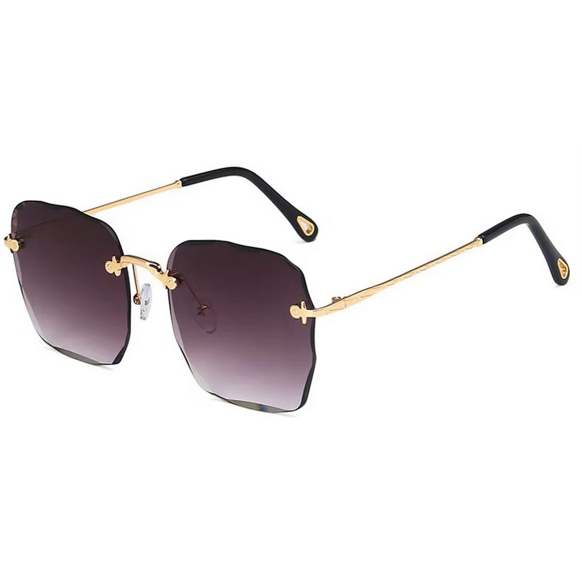Dervin UV Protected Square Rimless Sunglasses for Women (Black)