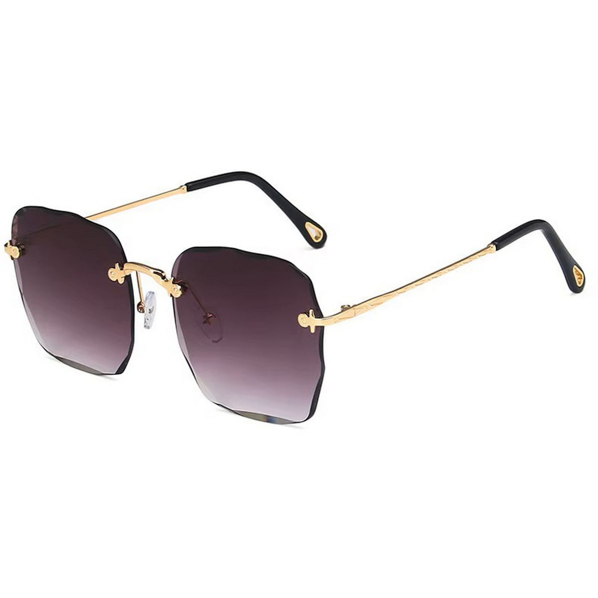 Dervin UV Protected Square Rimless Sunglasses for Women (Black)