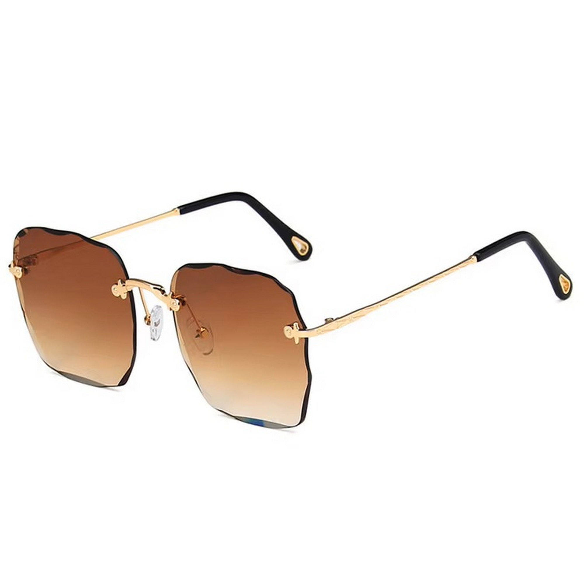 Dervin UV Protected Square Rimless Sunglasses for Women (Black)