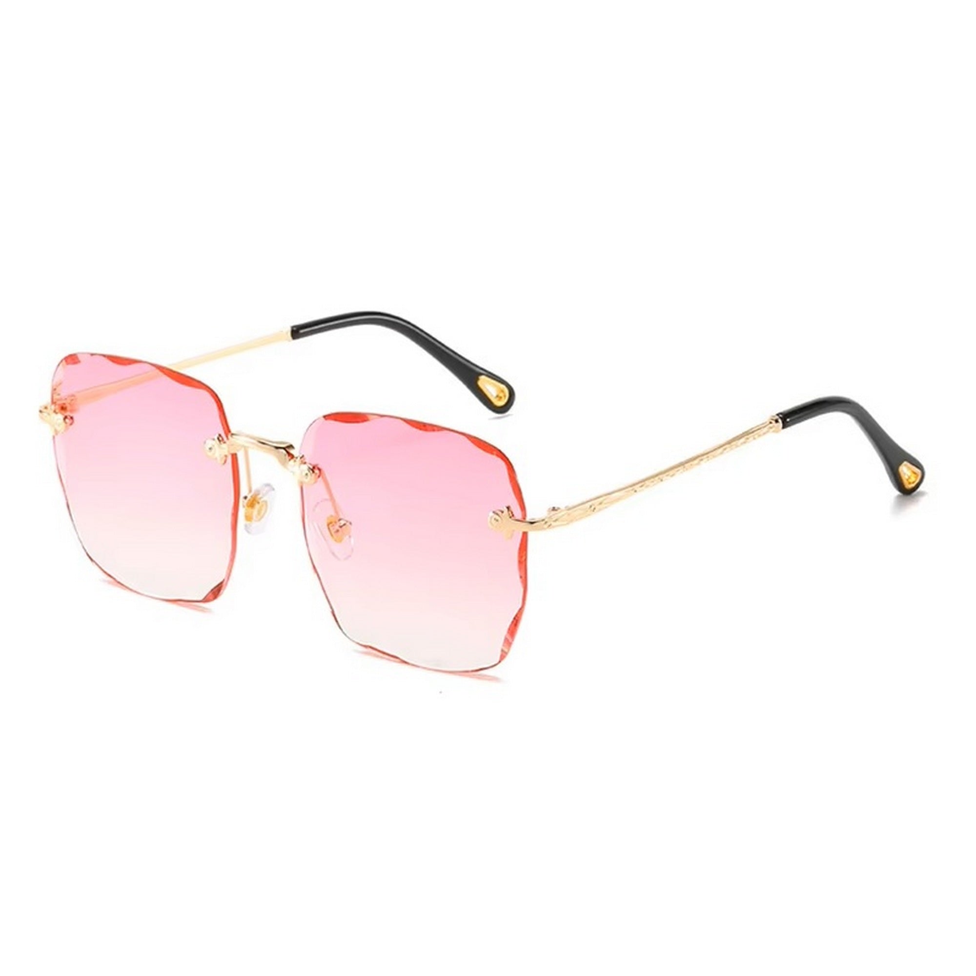 Dervin UV Protected Square Rimless Sunglasses for Women (Black)