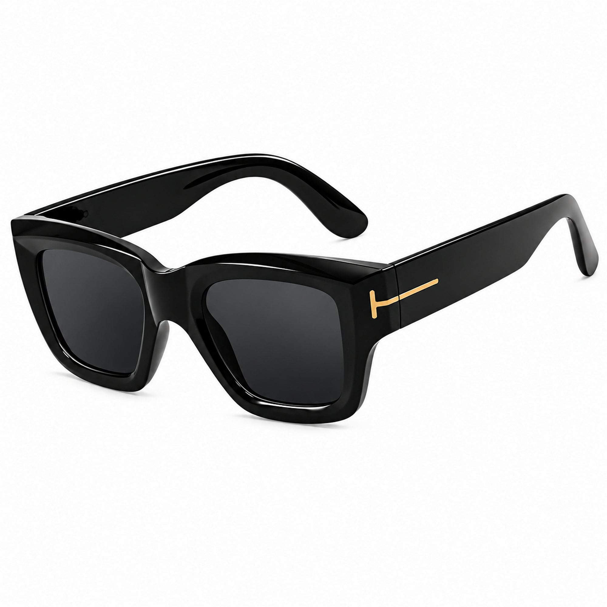 Dervin UV Protected Thick Square Sunglasses for Men and Women (Black)