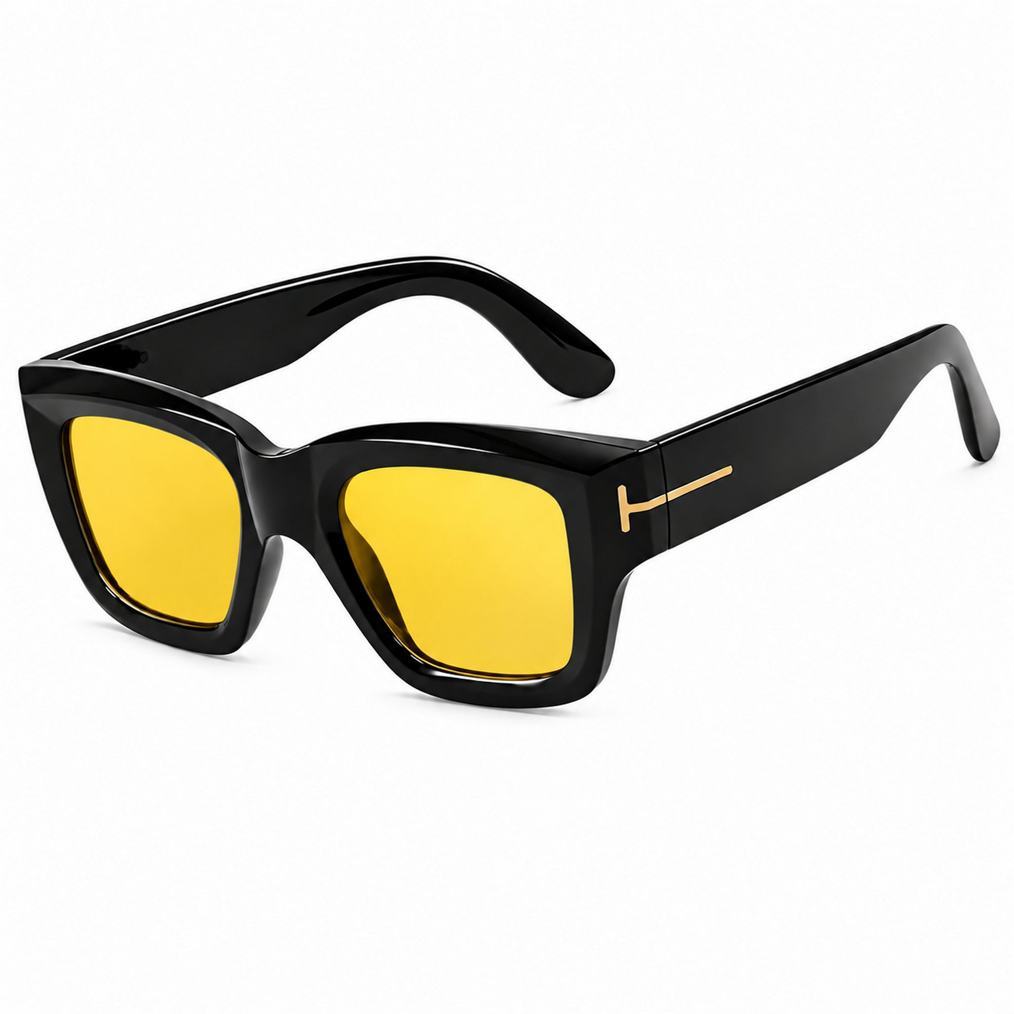 Dervin UV Protected Thick Square Sunglasses for Men and Women (Black)
