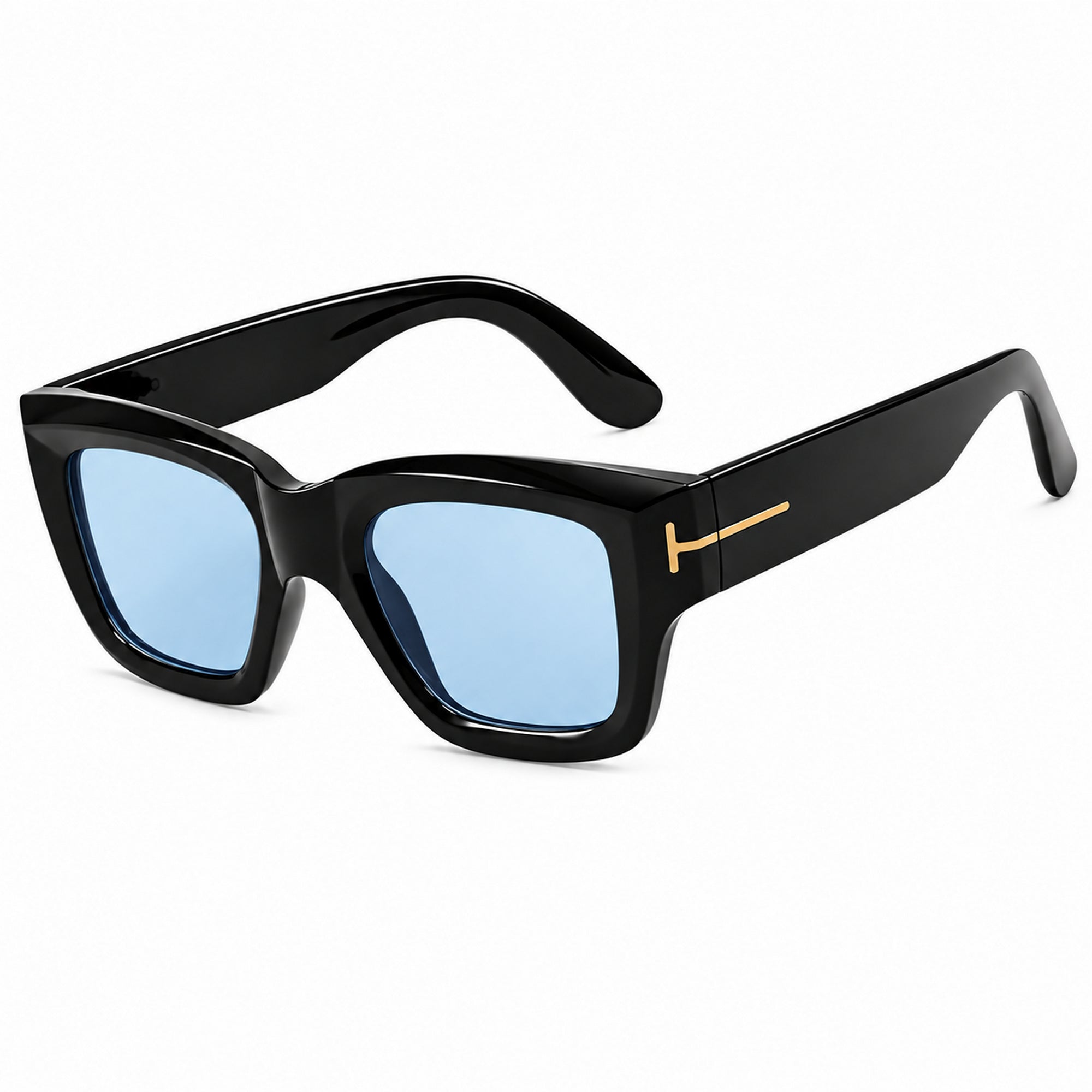 Dervin UV Protected Thick Square Sunglasses for Men and Women (Black)