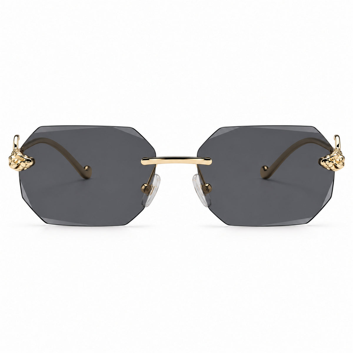 Dervin UV Protected Geometric Octagonal Rimless Sunglasses for Men and Women (Black)