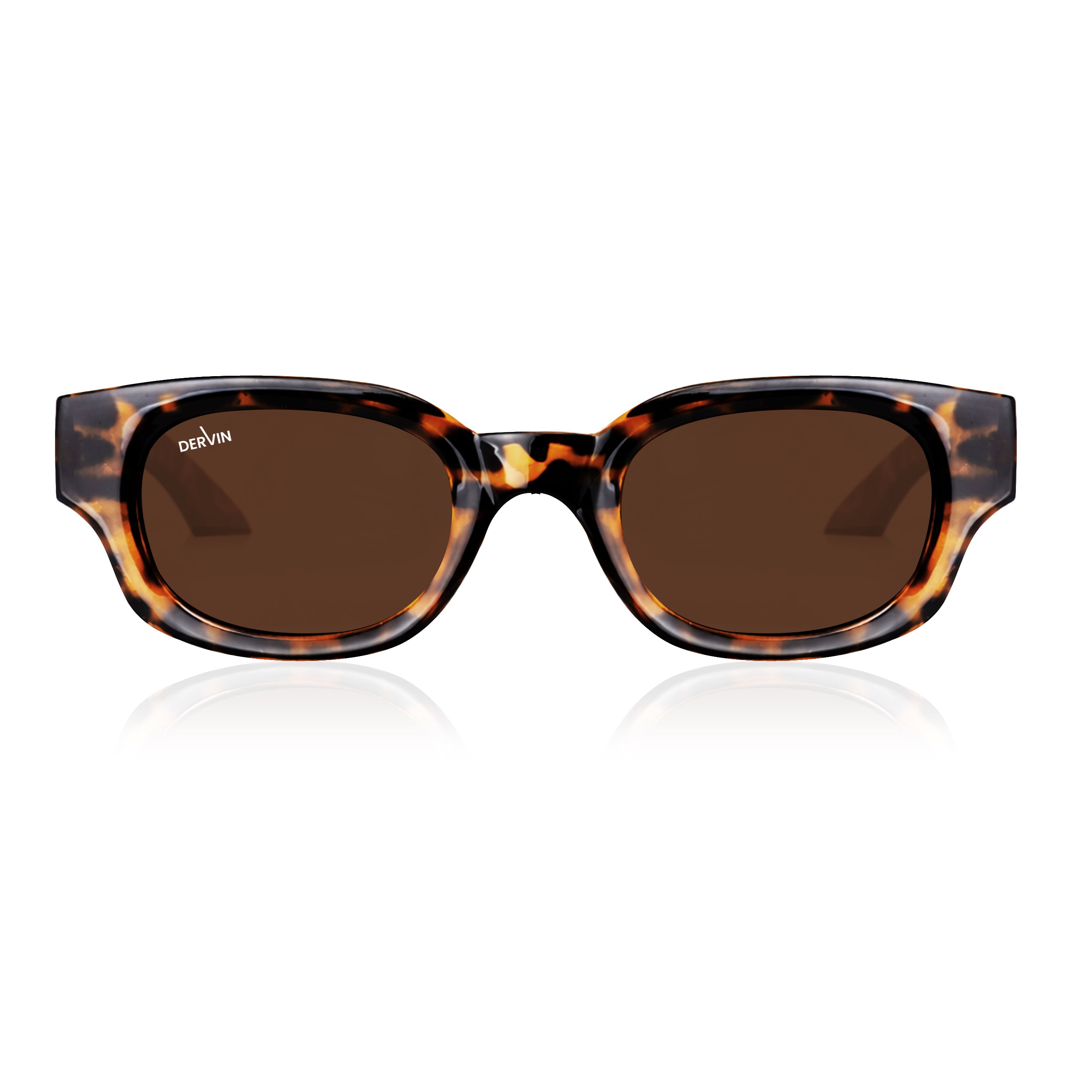 Dervin UV Protection Polarized Rounded Rectangle Sunglasses for Men and Women (Black-Black)