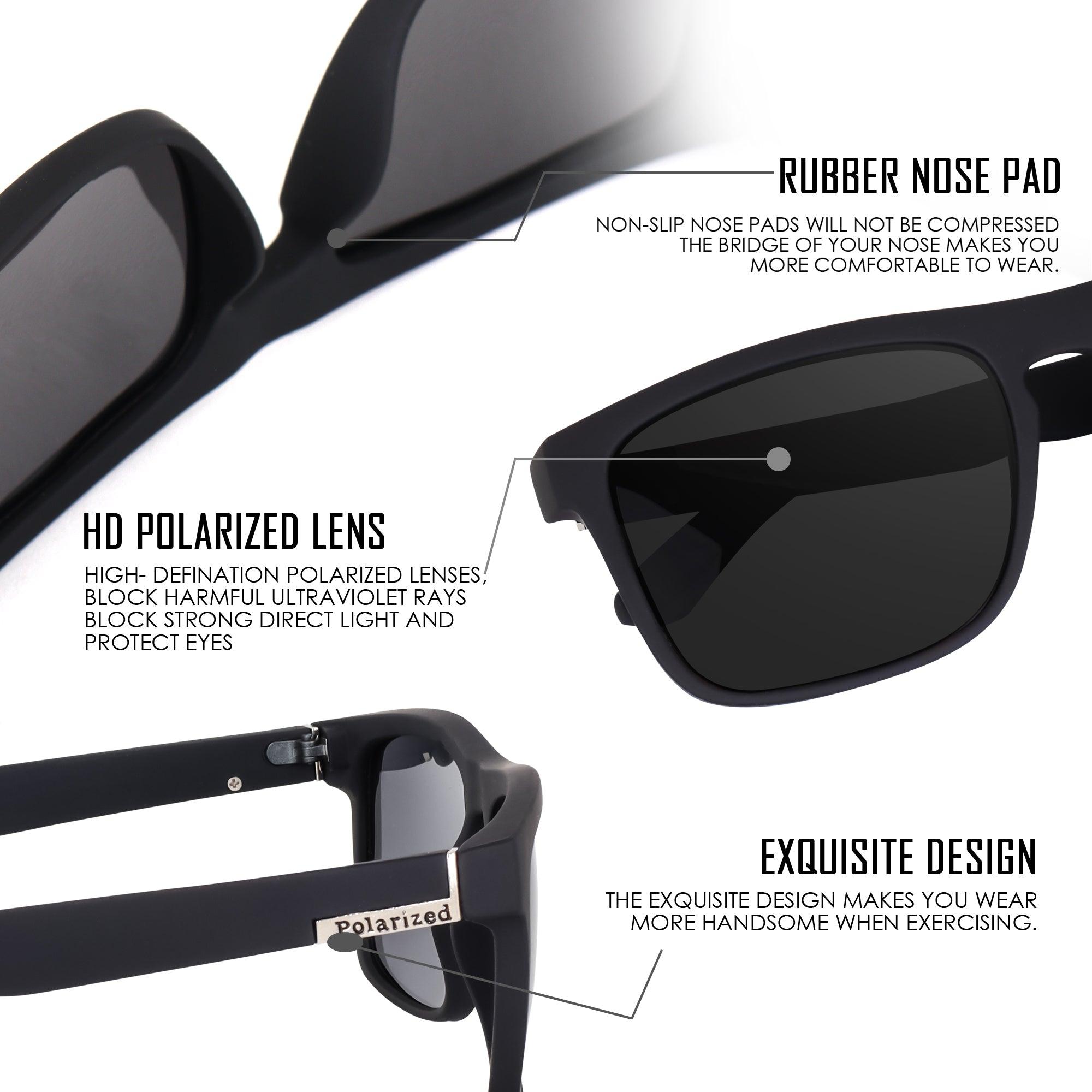 UV Protected Retro Square Polarized Sunglasses for Men and Women - Dervin