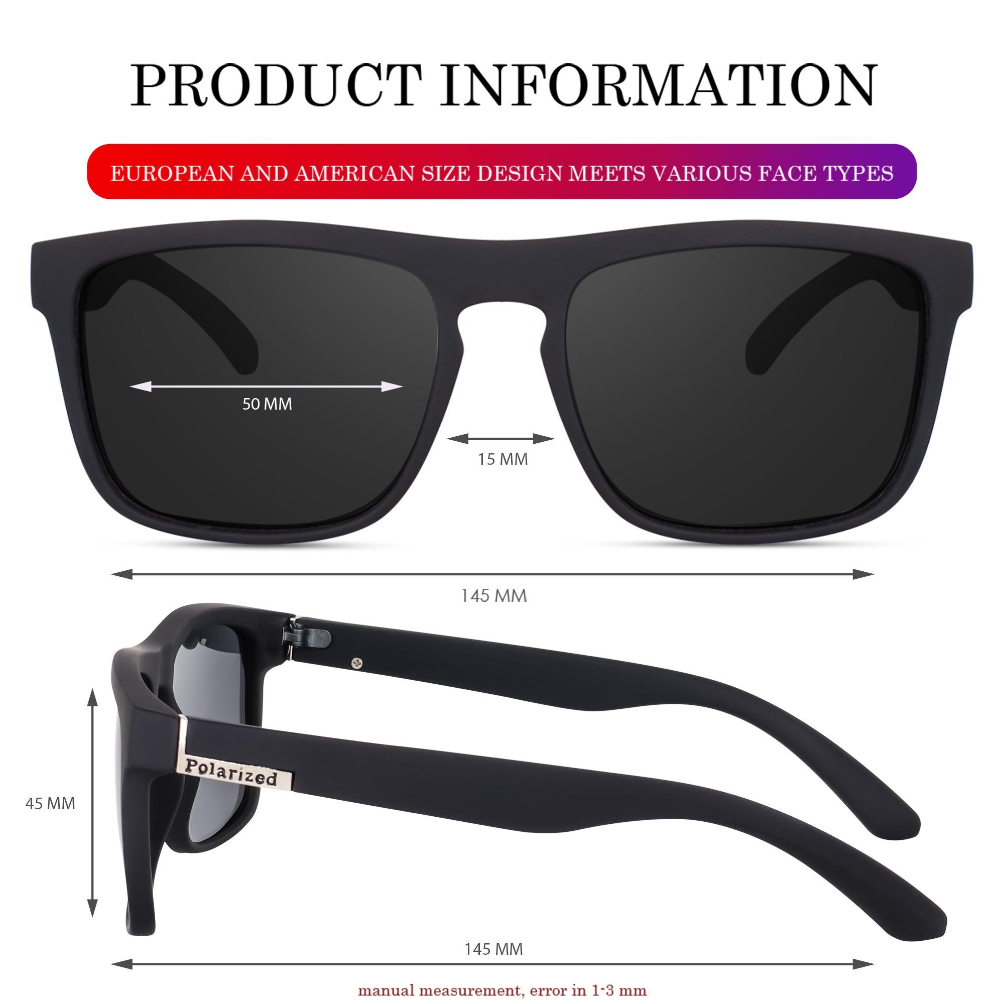 UV Protected Retro Square Polarized Sunglasses for Men and Women - Dervin