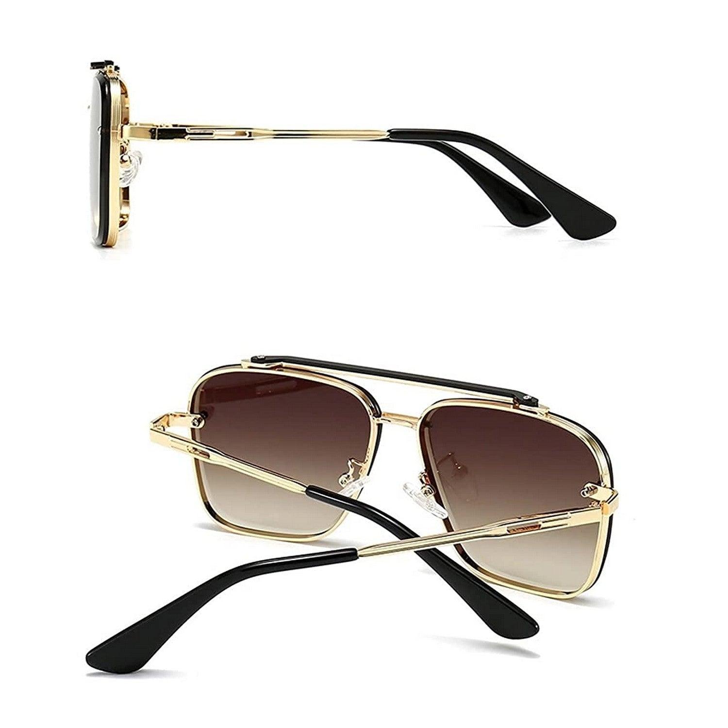 Dervin UV Protected Driving Pilot Gradient Metal Body Square Sunglasses for Men and Women - Dervin