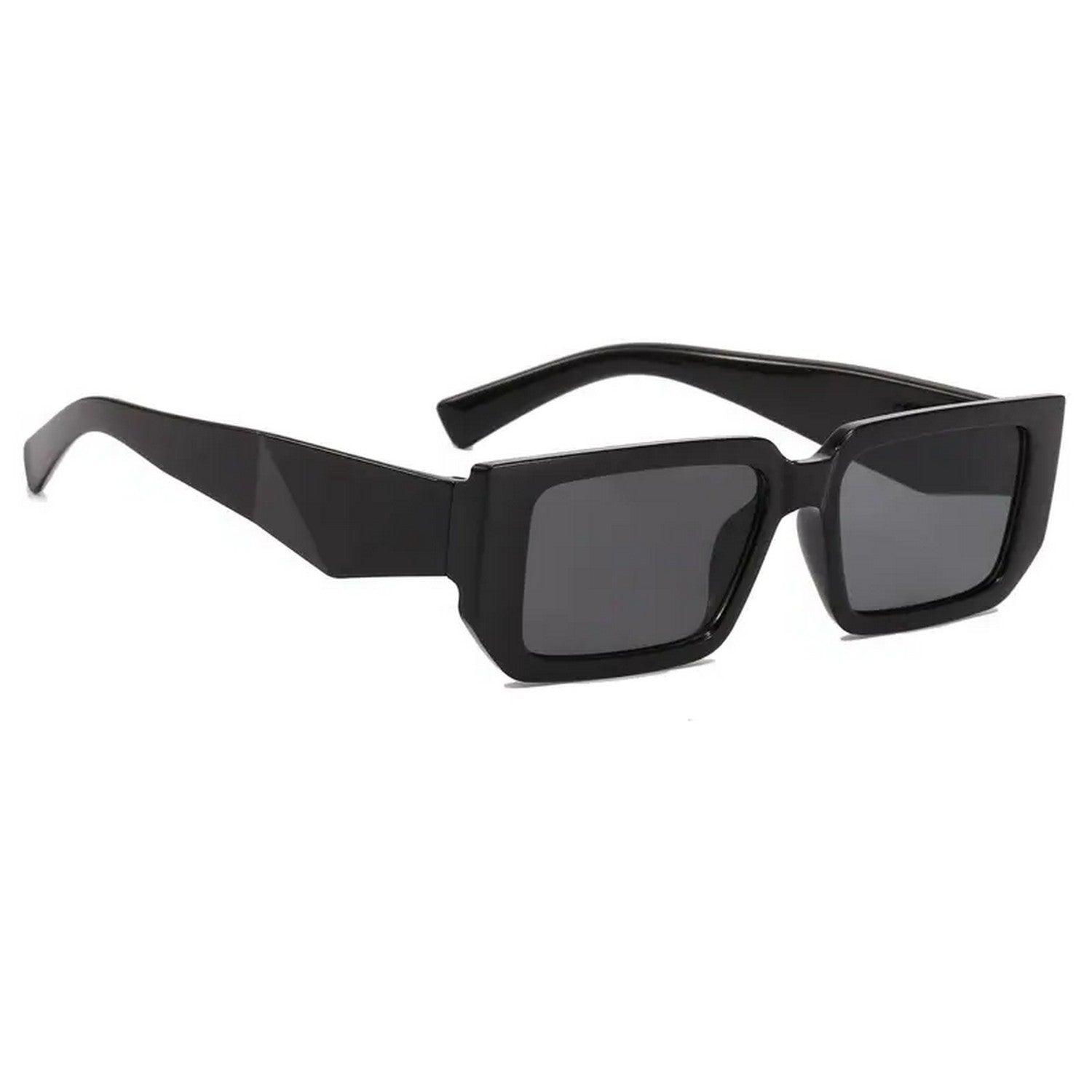 Dervin UV Protection Rectangular wide leg Sunglasses for Men and Women (Black) - Dervin