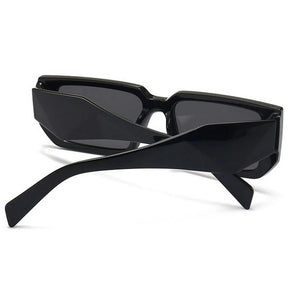 Dervin UV Protection Rectangular wide leg Sunglasses for Men and Women (Black) - Dervin