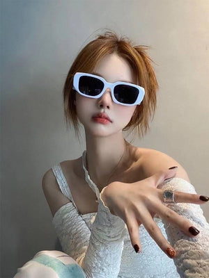 Dervin UV Protection Rectangular wide leg Sunglasses for Men and Women (Black) - Dervin