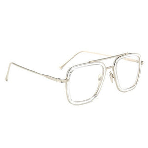 Dervin Blue Light Blocking Blue Cut Zero Power anti-glare Retro Square Eyeglasses, Tony Stark Frame for Eye Protection from UV by Mobile/Computer/Tablet/Laptop - Dervin