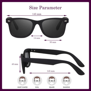 Dervin Square Sunglasses for Men & Women - Medium (Black) - Dervin