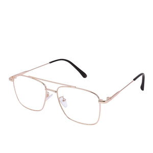 Dervin Blue Light Blocking Blue Cut Zero Power anti-glare Retro Square Eyeglasses, Frame for Eye Protection from UV by Computer/Tablet/Laptop/Mobile (Golden) - Dervin