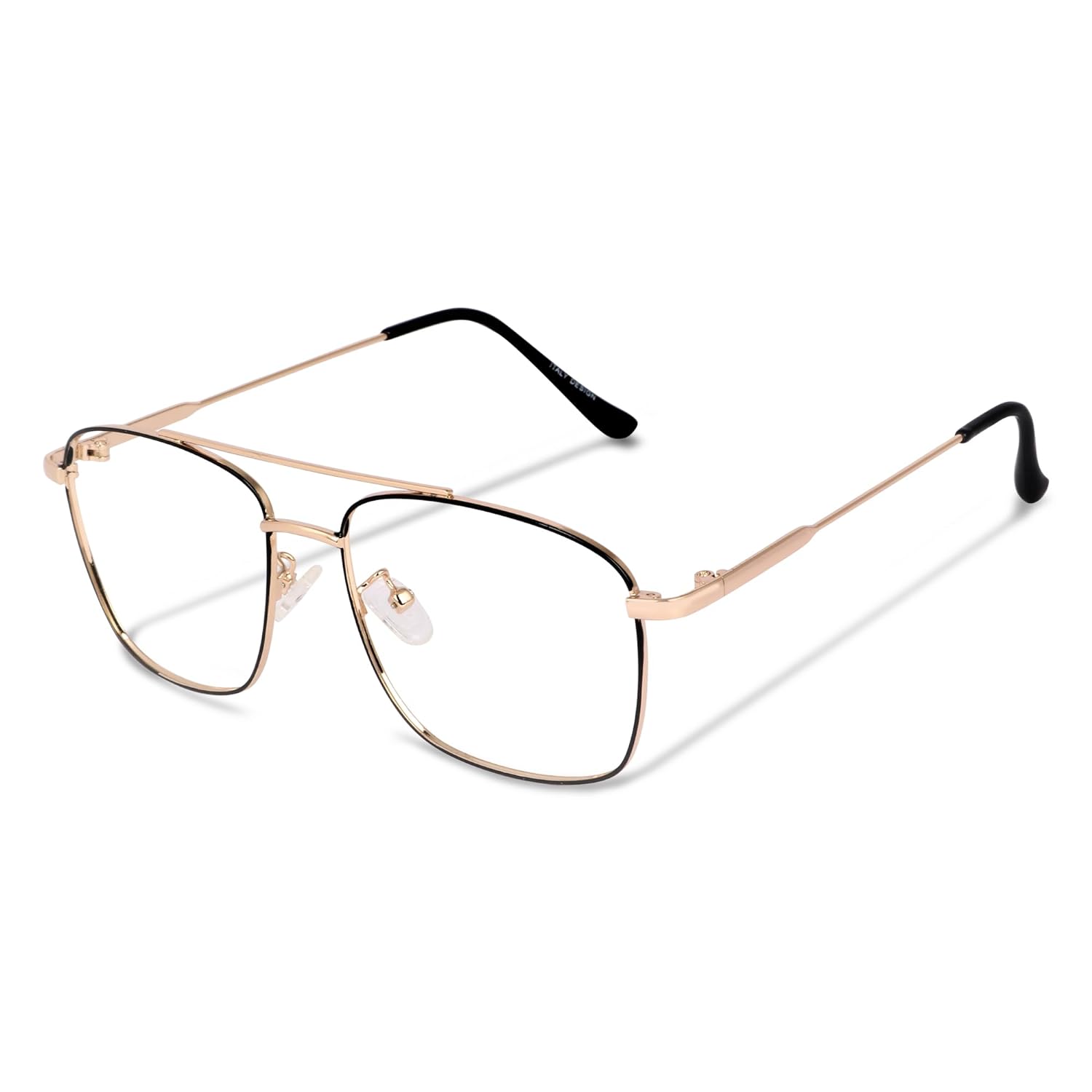 Dervin Blue Light Blocking Blue Cut Zero Power anti-glare Retro Square Eyeglasses, Frame for Eye Protection from UV by Computer/Tablet/Laptop/Mobile (Golden) - Dervin