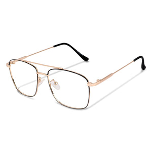 Dervin Blue Light Blocking Blue Cut Zero Power anti-glare Retro Square Eyeglasses, Frame for Eye Protection from UV by Computer/Tablet/Laptop/Mobile (Golden) - Dervin