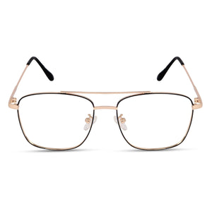 Dervin Blue Light Blocking Blue Cut Zero Power anti-glare Retro Square Eyeglasses, Frame for Eye Protection from UV by Computer/Tablet/Laptop/Mobile (Golden) - Dervin