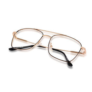 Dervin Blue Light Blocking Blue Cut Zero Power anti-glare Retro Square Eyeglasses, Frame for Eye Protection from UV by Computer/Tablet/Laptop/Mobile (Golden) - Dervin