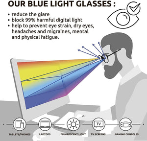 Dervin Blue Light Blocking Blue Cut Zero Power anti-glare Retro Square Eyeglasses, Frame for Eye Protection from UV by Computer/Tablet/Laptop/Mobile (Golden) - Dervin