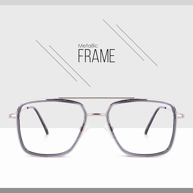 Dervin Blue Light Blocking Blue Cut Zero Power anti-glare Retro Square Eyeglasses, Frame for Eye Protection from UV by Computer/Tablet/Mobile/Laptop - Dervin