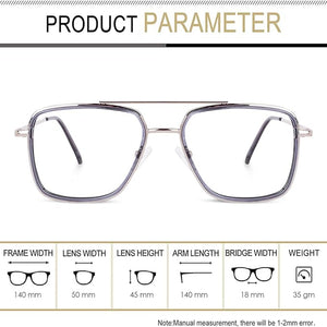 Dervin Blue Light Blocking Blue Cut Zero Power anti-glare Retro Square Eyeglasses, Frame for Eye Protection from UV by Computer/Tablet/Mobile/Laptop - Dervin