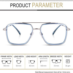 Dervin Blue Light Blocking Blue Cut Zero Power anti-glare Retro Square Eyeglasses, Frame for Eye Protection from UV by Computer/Tablet/Mobile/Laptop - Dervin