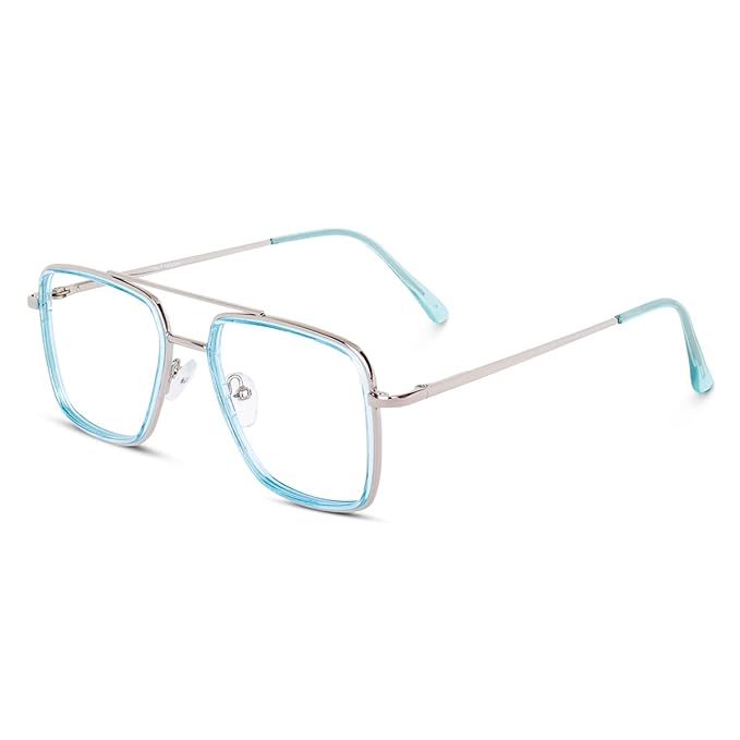 Dervin Blue Light Blocking Blue Cut Zero Power anti-glare Retro Square Eyeglasses, Frame for Eye Protection from UV by Computer/Tablet/Mobile/Laptop - Dervin