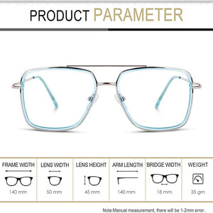 Dervin Blue Light Blocking Blue Cut Zero Power anti-glare Retro Square Eyeglasses, Frame for Eye Protection from UV by Computer/Tablet/Mobile/Laptop - Dervin