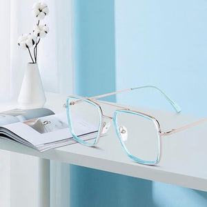 Dervin Blue Light Blocking Blue Cut Zero Power anti-glare Retro Square Eyeglasses, Frame for Eye Protection from UV by Computer/Tablet/Mobile/Laptop - Dervin
