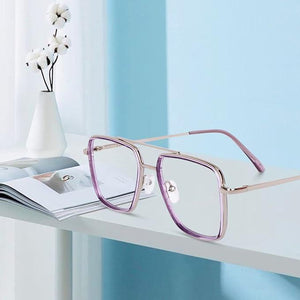 Dervin Blue Light Blocking Blue Cut Zero Power anti-glare Retro Square Eyeglasses, Frame for Eye Protection from UV by Computer/Tablet/Mobile/Laptop - Dervin