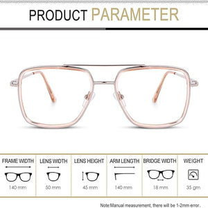 Dervin Blue Light Blocking Blue Cut Zero Power anti-glare Retro Square Eyeglasses, Frame for Eye Protection from UV by Computer/Tablet/Mobile/Laptop - Dervin