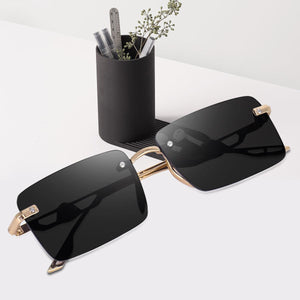Dervin UV Protected Rectangular Rimless Sunglasses for Men and Women - Dervin