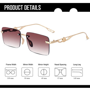 Dervin UV Protected Rectangular Rimless Sunglasses for Men and Women - Dervin