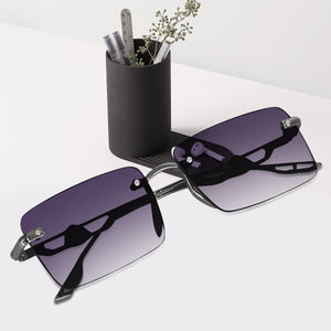 Dervin UV Protected Rectangular Rimless Sunglasses for Men and Women - Dervin