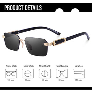 Dervin Rectangular Rimless Sunglasses for Men and Women - Dervin