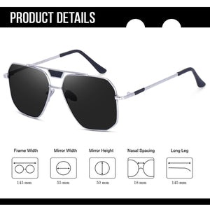 Dervin Black UV Protection Hexagonal Sunglasses For Men & Women - Dervin